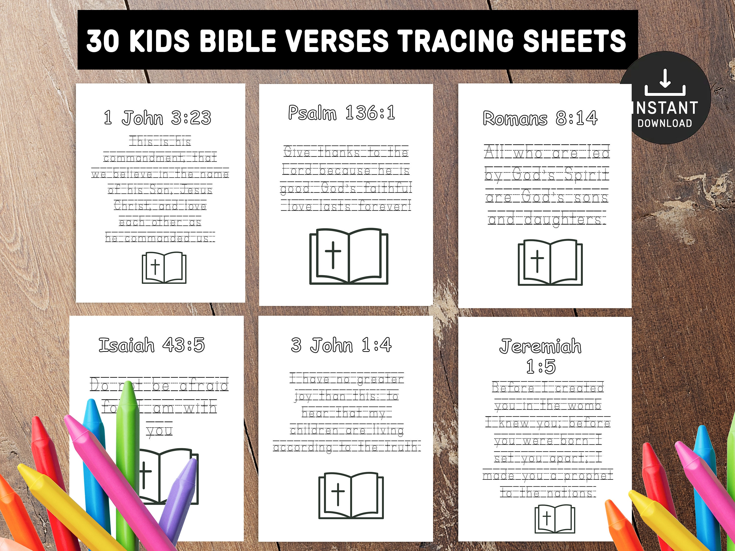 30 Bible Verses Tracing Sheets | Digital Download Tracing Practice ...