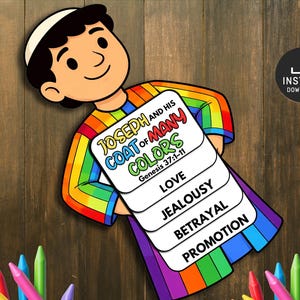 Joseph's Coat of Many Colors Flipbook Bible Craft for Kids, Memory Game, Sunday School Craft, Mini Book