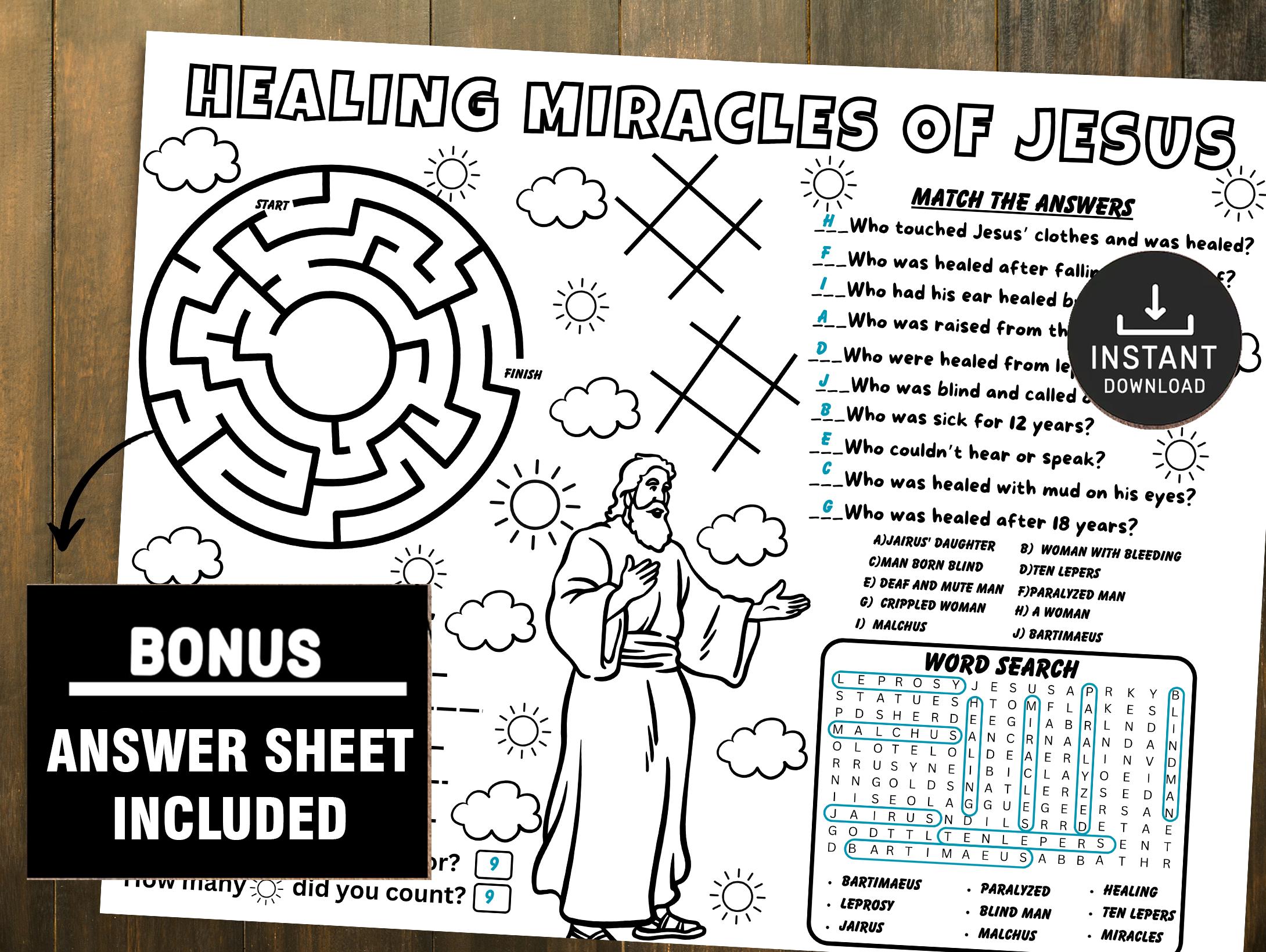 Healing Miracles of Jesus, Bible Activity, Sunday School Activities ...