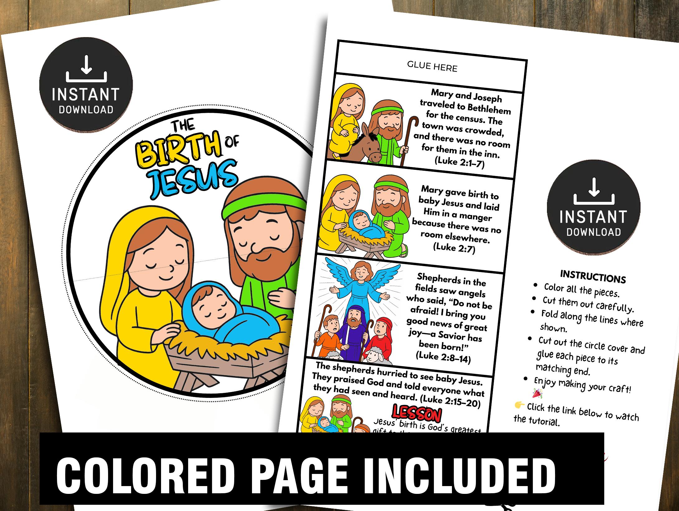 The Birth of Jesus Folding Surprise Bible Story Craft, Kids Bible ...