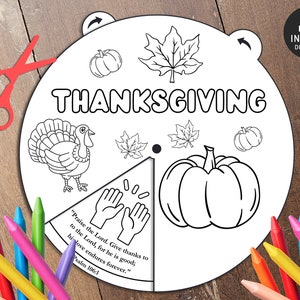 Thanksgiving-Farbrad, Bibelaktivität, Kinderbibelstunde, Memory-Spiel, Sonntagsschule, Malrad, Papiermodell, Bibelgeschichtenrad