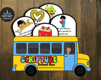 Scripture School Bus Craft: Back to School Bible Activity (PDF Pattern