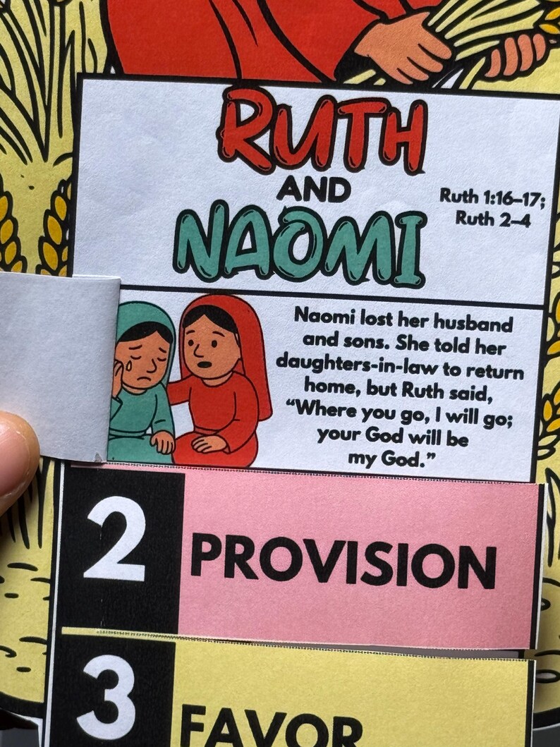 Ruth and Naomi One Page Flipbook Bible Craft for Kids, Memory Game ...