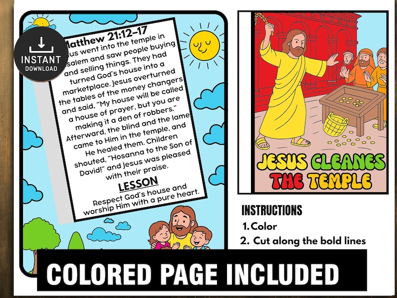 Jesus Cleanses the Temple Bible Story Craft, Sunday School Activities ...