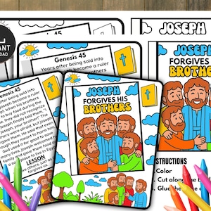 Miniksiążeczka „Józef i jego bracia”, lekcja biblijna, szkoła niedzielna, zajęcia z opowieściami biblijnymi, zajęcia niedzielne, zajęcia dla dzieci w kościele, Joseph Craft