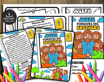 Joseph and His Brothers Mini Book, Bible Lesson, Sunday School, Bible Story Activity,  Sunday Activities, Church Kid Activity, Joseph Craft