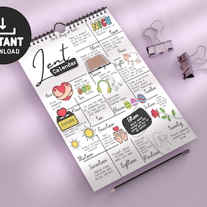 40 Days Lenten Calendar, Lent Printable, Lenten Calendar, Catholic Lent, Ash Wednesday, Kids Lent Activity, 40 Days of Lent, Lent Countdown