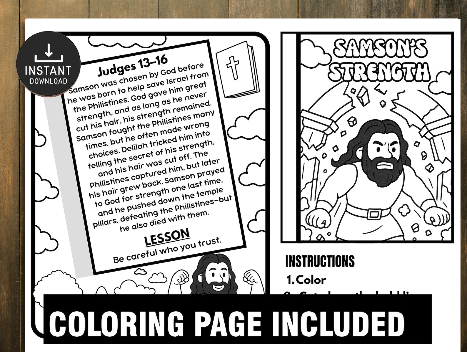 Samson Strength Mini Book, Sunday School Craft, Bible Craft for Kids ...