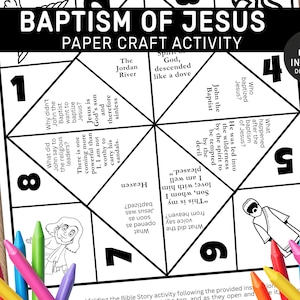 Baptism of Jesus craft, Jesus Baptized, Fortune Teller, Cootie Catcher, Bible Story Activity, Jesus Baptism, Sunday School crafts
