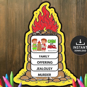 Cain and Abel Flipbook Bible Craft for Kids, Memory Game, Sunday School Craft, Mini Book
