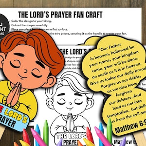 The Lord&#39;s Prayer Fan Craft, Bible Activity, Kids Bible Lesson, Memory Game, Sunday School, Sunday Activities, The Lord&#39;s Prayer