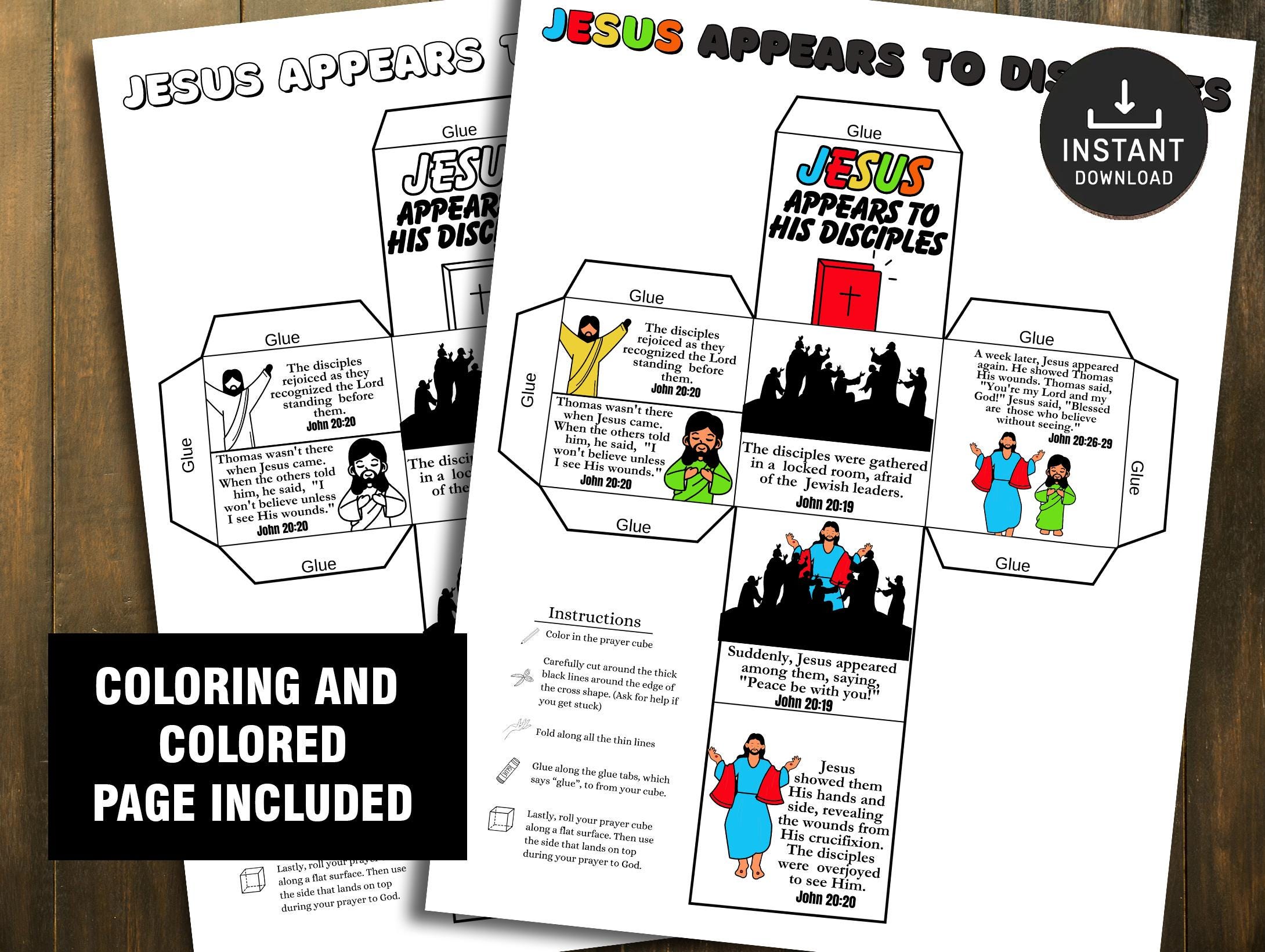 Jesus Appears to His Disciples Coloring Cube, Easter Craft, Bible ...
