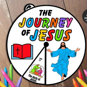 The Journey of Jesus Coloring Wheel, Printable Bible Activity, Kids Bible Lesson, Memory Game, Sunday School, Sunday School Craft
