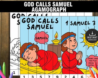 Dios llama a Samuel Agamógrafo, Manualidad bíblica para niños, Lección bíblica, Manualidad de historia bíblica, Manualidad de Samuel, Manualidad de escuela dominical, Actividad de historia bíblica