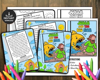 Jonah and the Whale Story Craft, Kids Bible Lesson (Digital Download)