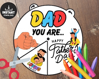 Father's Day Coloring Wheel, Bible Craft for Dad, Sunday School Craft, Church Craft for Dad, Father's Day Craft, Dads Day Kids Church