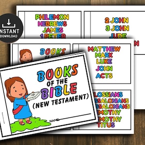 Books of the Bible, New Testament Mini Book, Printable Bible Activity, Kids Bible Lesson, Memory Game, Sunday School, Sunday Activities
