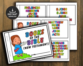 Księgi Biblii, Miniksiążka Nowego Testamentu, Wydrukowana aktywność biblijna, Lekcja biblijna dla dzieci, Gra pamięciowa, Szkoła niedzielna, Aktywności niedzielne