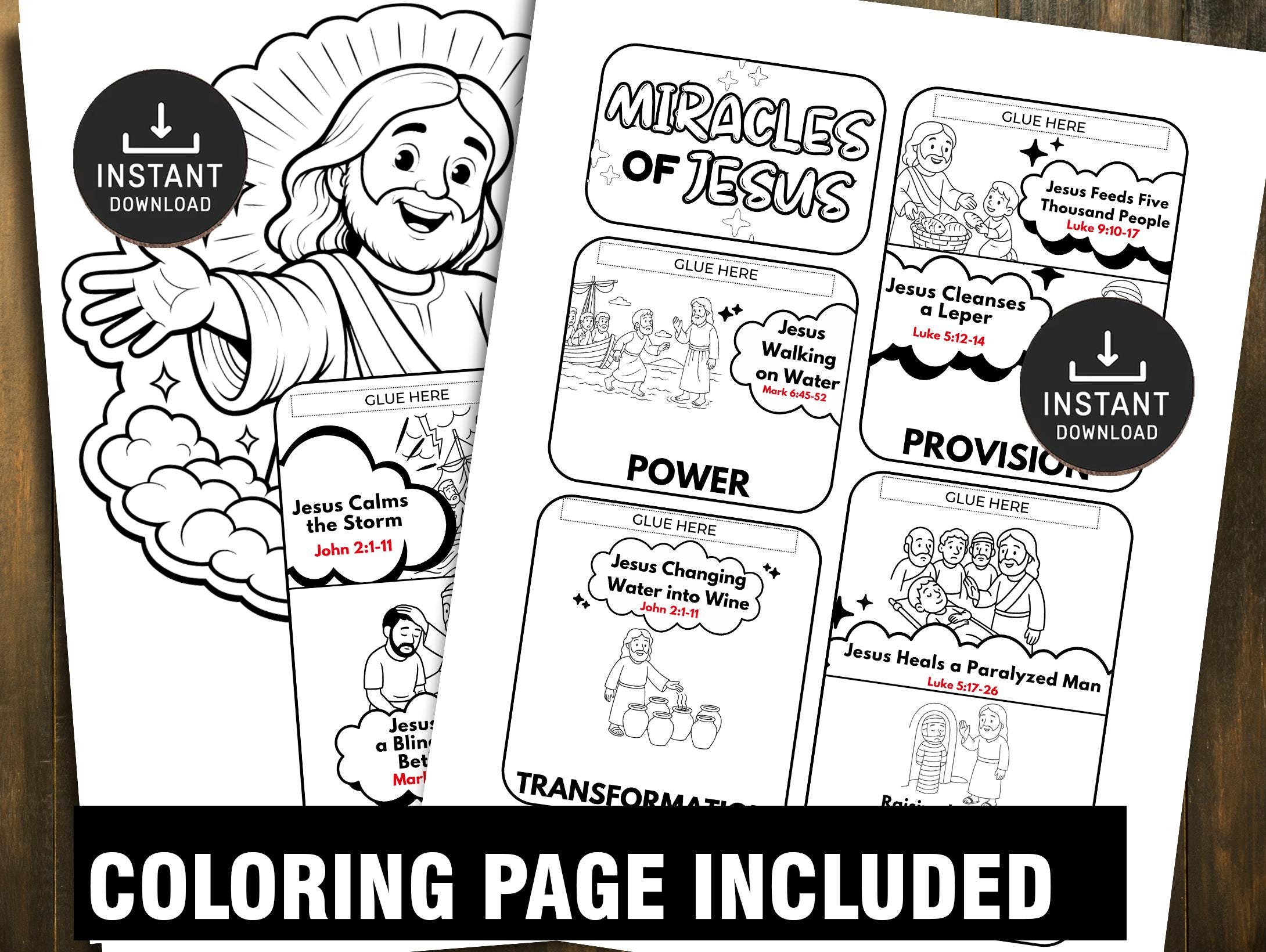 Miracles of Jesus Flipbook Bible Craft for Kids, Sunday School, Church ...