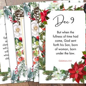 25 Advent Scripture Cards - Advent Calendar - Christmas Countdown - Watercolor, Floral - Nativity Advent Calendar, DIGITAL DOWNLOAD
