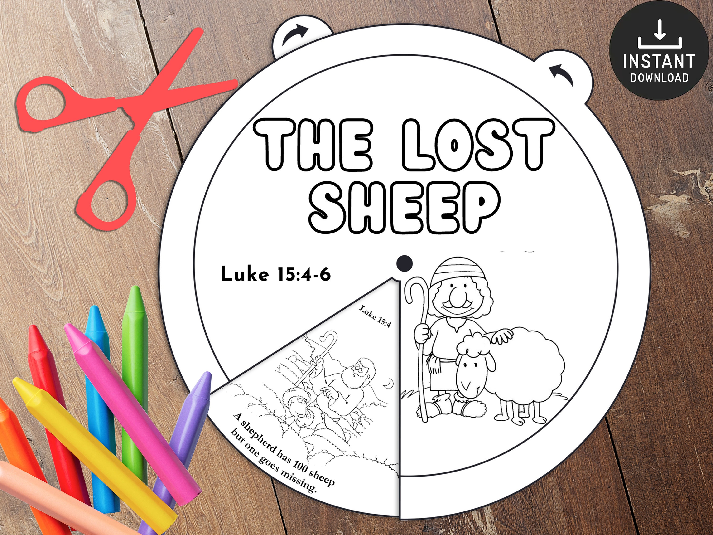 The Lost Sheep Coloring Wheel Printable Bible Activity - Etsy Ireland