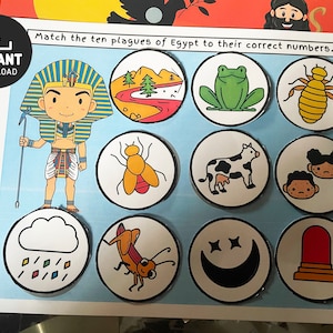 Zehn Plagen Ägyptens, Bibel beschäftigtes Buch, Bibelaktivität, Kinder Pessach-Lektion, Zehn Plagen, Memory-Spiel, Sonntagsschule, Plagen Ägyptens