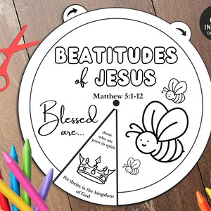 Beatitudes Coloring Wheel Printable Bible Verse Activity - Etsy New Zealand