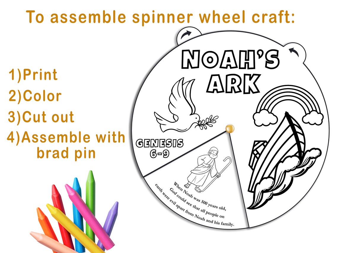 Noahs Ark Coloring Wheel Printable Bible Activity Kids Bible - Etsy
