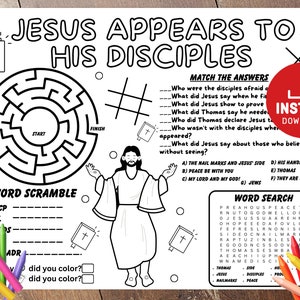 Jesus Appears to His Disciples  Easter Sunday Craft, He is Risen, Sunday School, Bible Placemat, Sunday School Crafts, Church Kids Activity