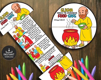 Elisha Poisonous Food Safe Bible Story Craft, Kids Sunday School (Digital Download)