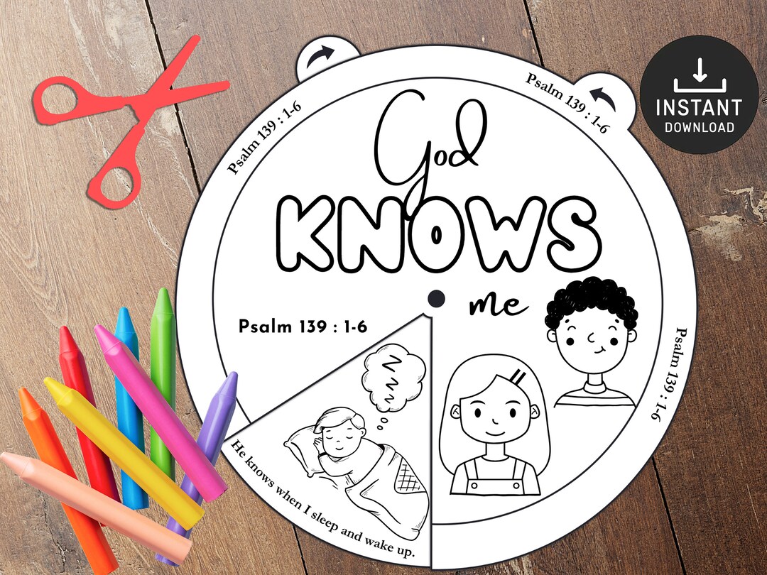 God Knows Me Psalm 139 Coloring Wheel Printable Bible - Etsy