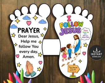 I Follow Jesus Bible Craft for Kids, Memory Game, Sunday School Craft
