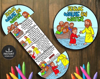 Jezus loopt op het water Bijbelverhaal Craft, zondagsschool (digitale download)