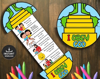 I Choose Obey God Craft, Folding Surprise Bible Craft, Sunday School, Church Activity Kids, Mini Book, Homeschool Activity, Obeying God