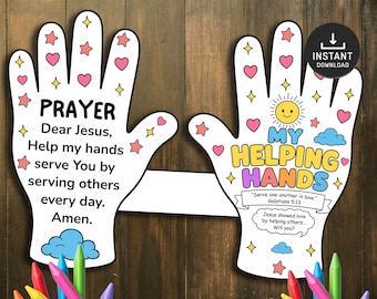 My Helping Hands Bible Craft for Kids, Memory Game, Sunday School Craft