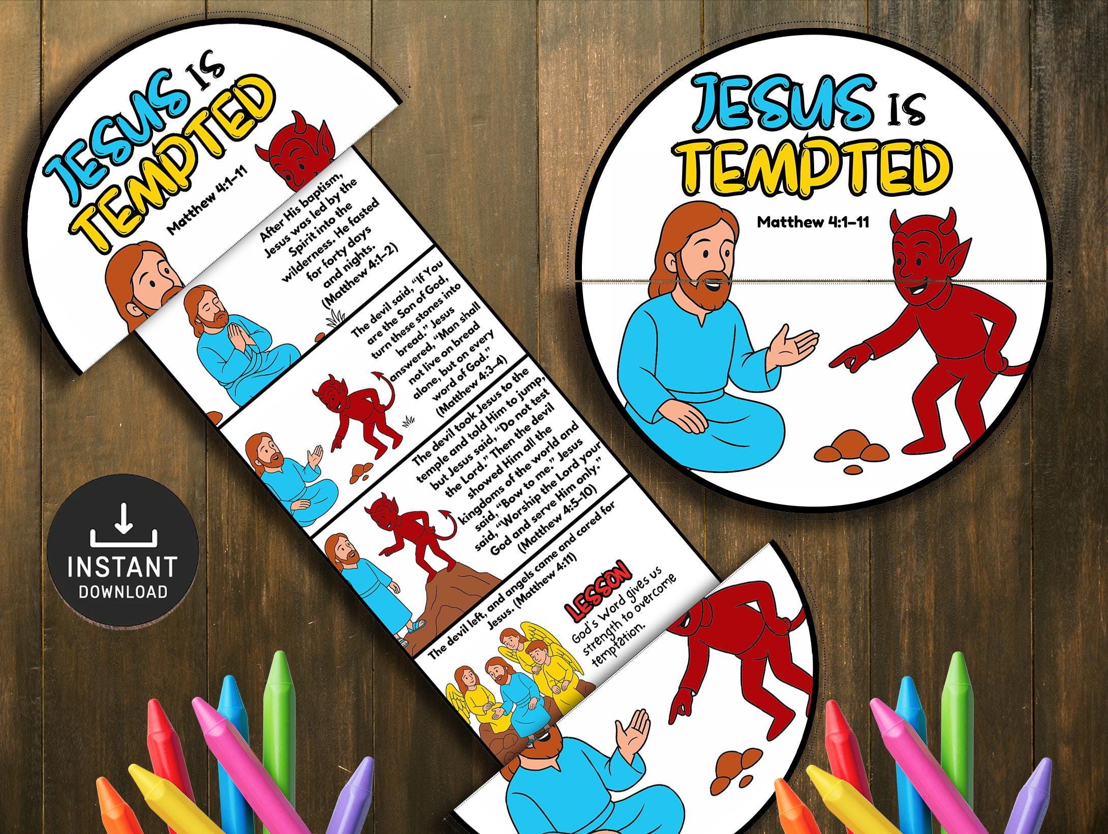 Jesus is Tempted in the Wilderness Folding Surprise Bible Story Craft ...