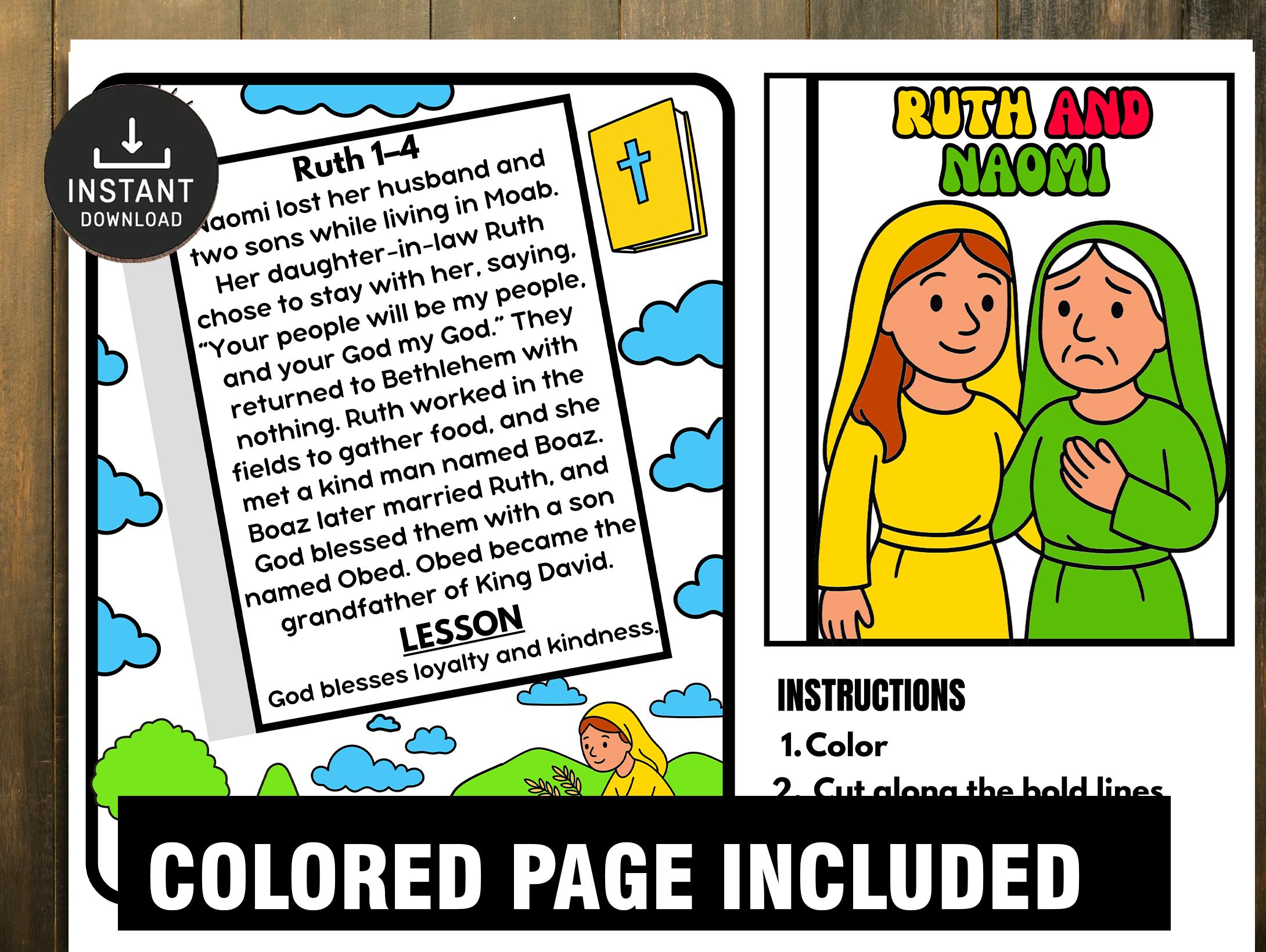Ruth and Naomi Mini Book, Sunday School Craft, Bible Craft for Kids ...