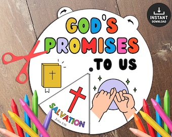Gods beloften aan ons Kleurwiel, Bijbelactiviteit, Kinderbijbelles, Geheugenspel, Zondagsschool, Kleurwiel, Christelijk ambacht