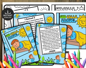 God Calls Samuel, Bible Story Craft, Kids Bible Lesson, Sunday School Craft, Bible Story Activity,  Sunday Activities, Church Kid Activity