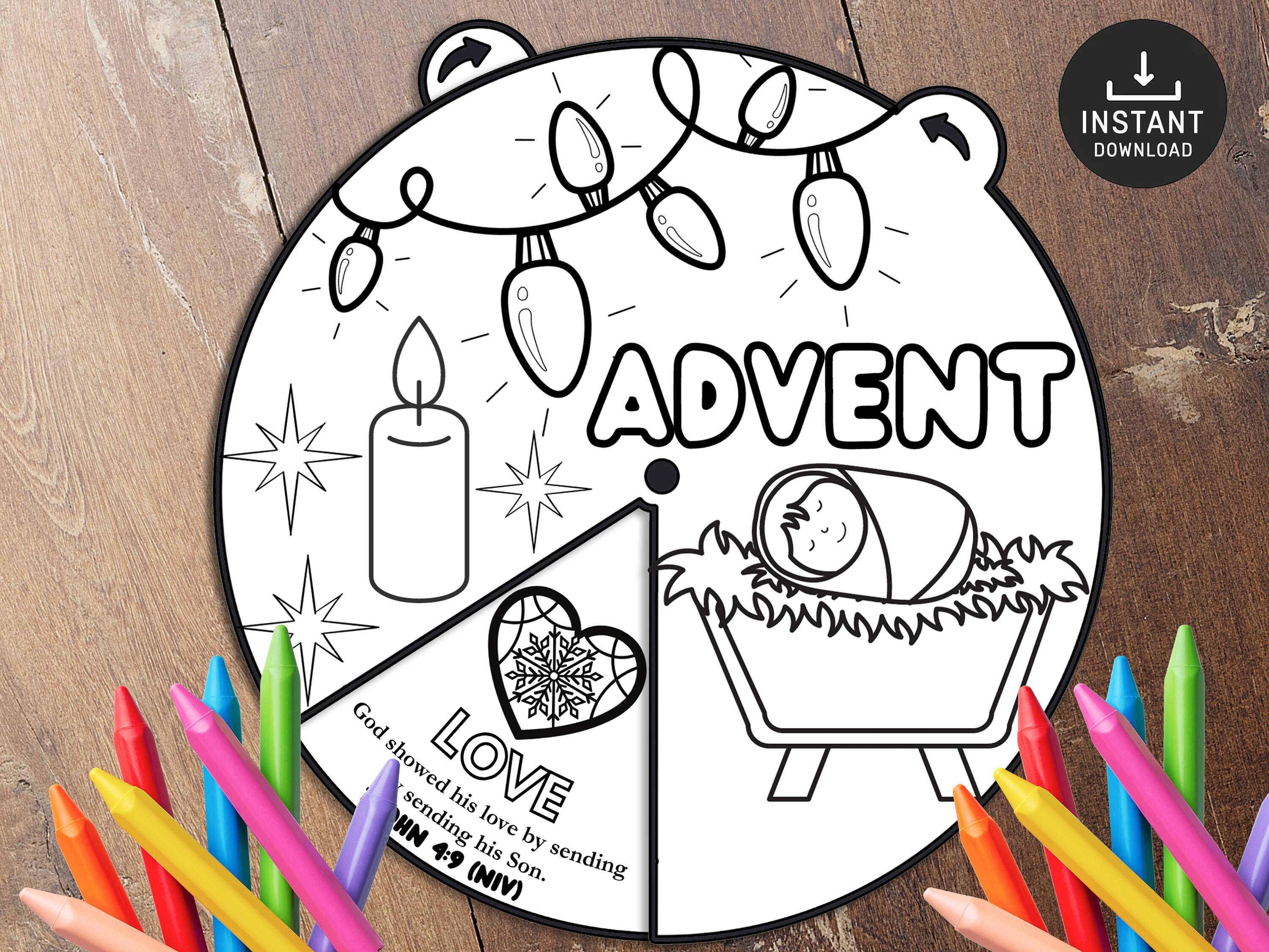 Advent scriptures coloring wheel bible activity bible etsy