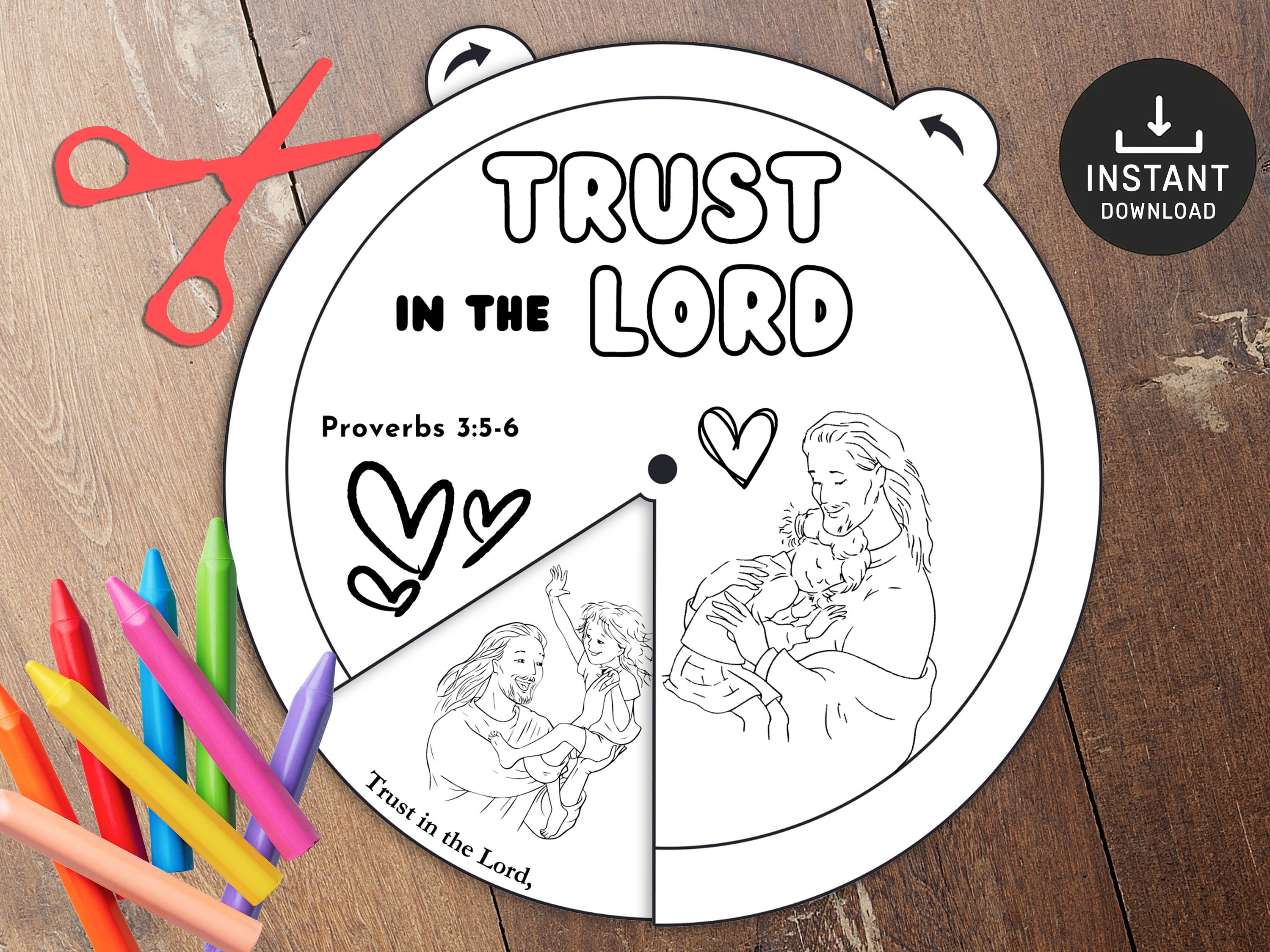Trust in the lord coloring wheel printable bible verse activity kids