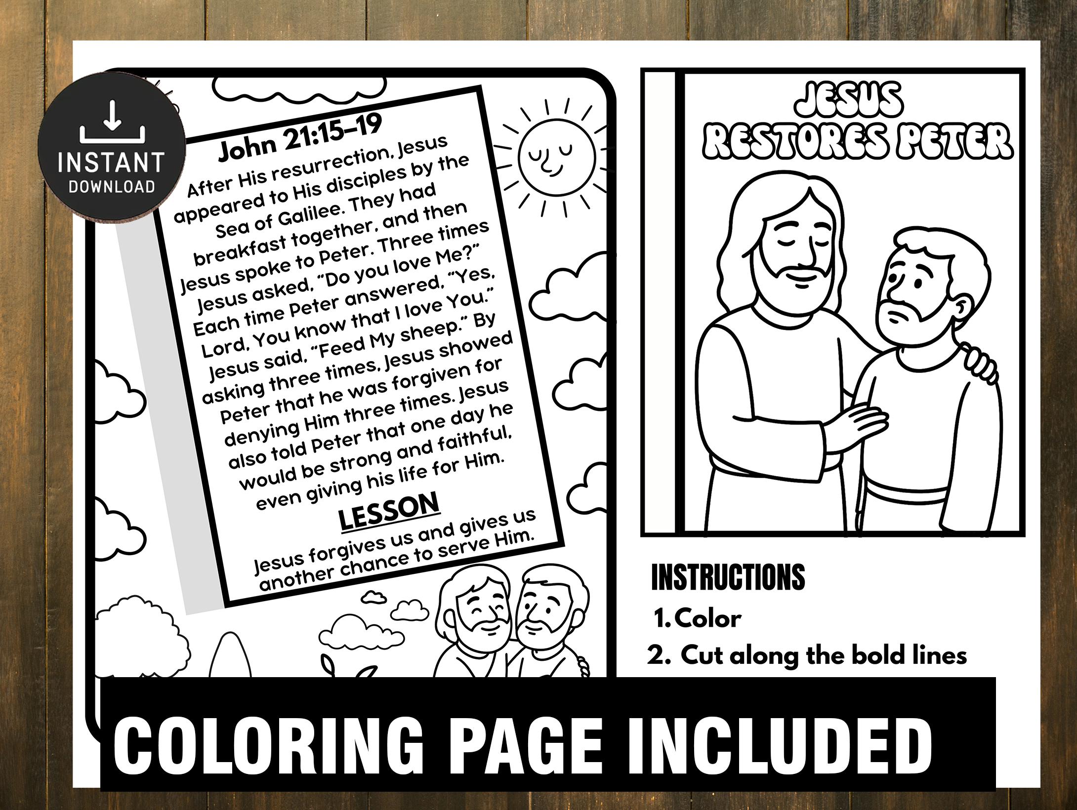 Restore Scripture Peter Jesus Restores Peter Bible Story Craft, Kids Bible Lesson, Sunday ...