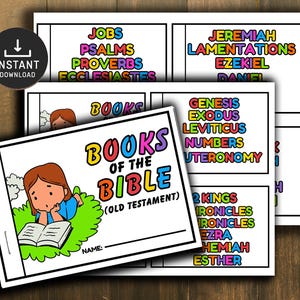 Books of the Bible, Old Testament Mini Book, Printable Bible Activity, Kids Bible Lesson, Memory Game, Sunday School, Sunday Activities