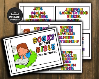 Księgi Biblii, Miniksiążka Starego Testamentu, Wydrukowana aktywność biblijna, Lekcja biblijna dla dzieci, Gra pamięciowa, Szkoła niedzielna, Aktywności niedzielne