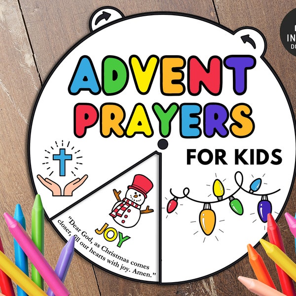 Advent prayers Coloring Wheel, Bible Activity, Kids Bible Lesson, Memory Game, Sunday School, Coloring spinner, Christmas prayers, Prayers