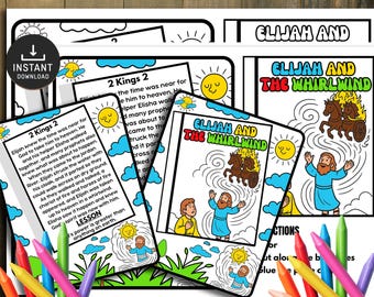 Elijah's Ascension Mini Book, Kids Bible Story Activity (Digital Download)