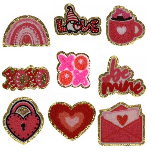 Valentine' Day Iron On Chenille Patches - XOXO Patch - Love Patch - Love Letter Patch - Heart Patch - Be Mine Patch - Rainbow Patch