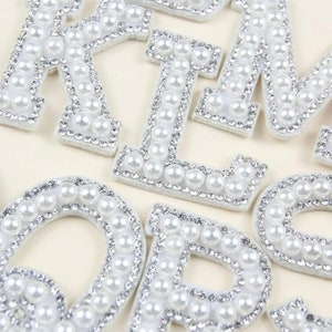 5pcs Bride Rhinestone Iron On Patches,Letter Sew On Patches,Glitter