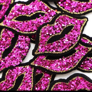 Glitter Iron On Lip Patches - Bling Lip Patches - Multicolor Glitter Lip Patches - DIY - Embroidery - Sewing