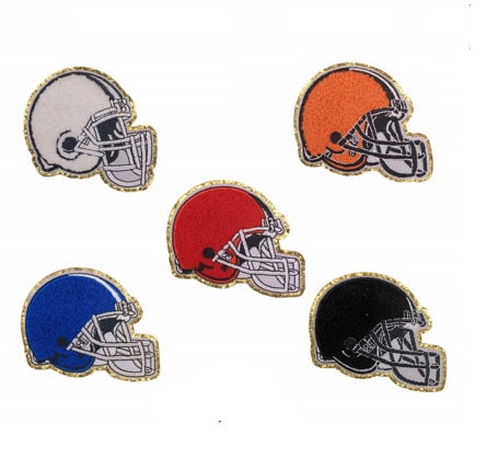 SaktopDeco 12 Pcs Football Patch Gold Edges Chenille Football Iron on Patches Football Embroidered Patches for DIY Clothing